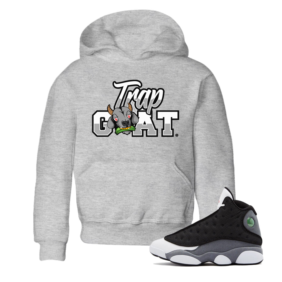 Trap Goat Kids Tops - Air Jordan 13 Black Flint
