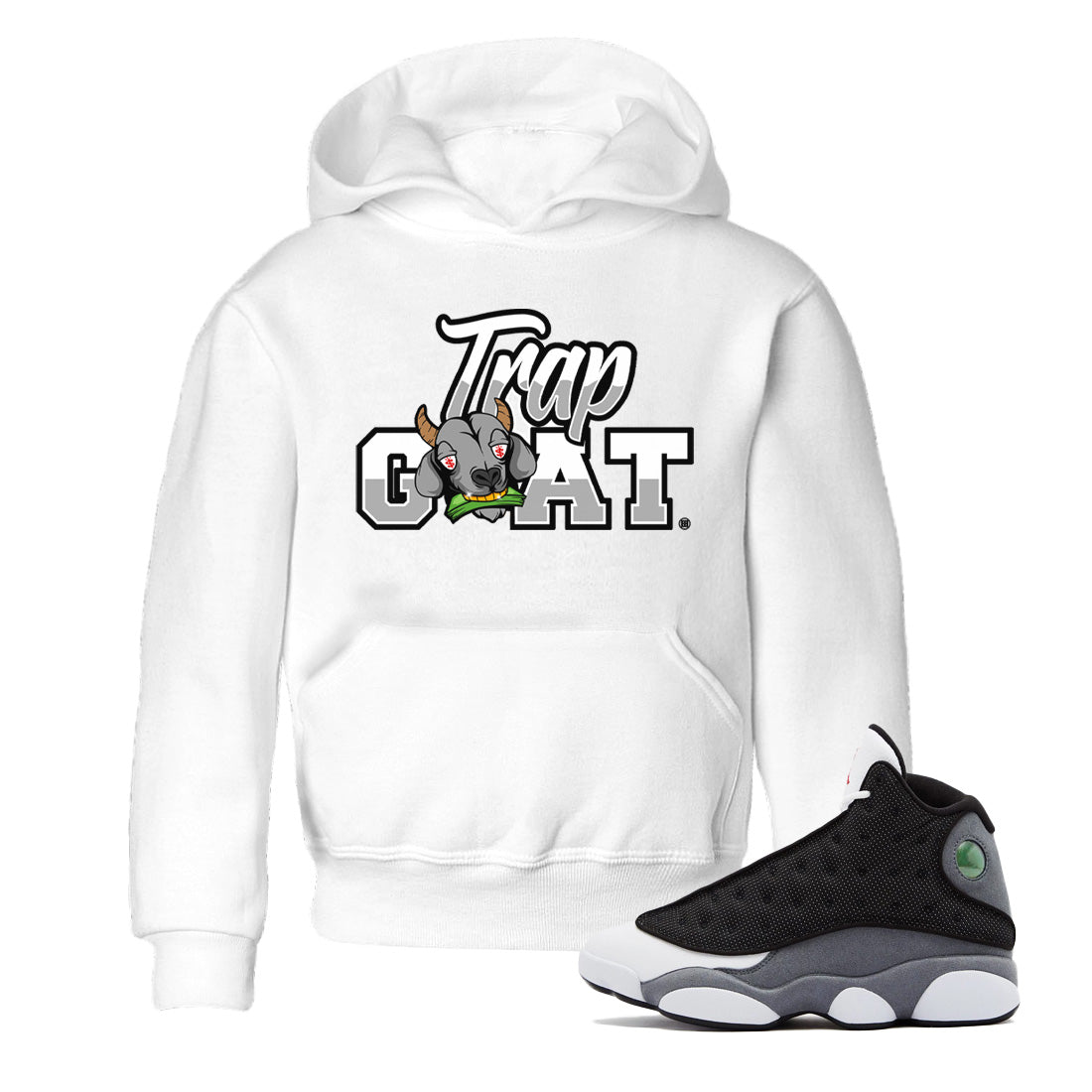 Trap Goat Kids Tops - Air Jordan 13 Black Flint