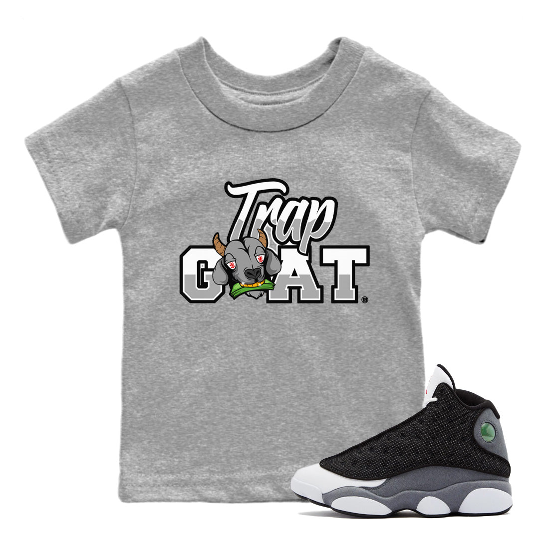 Trap Goat Kids Tops - Air Jordan 13 Black Flint