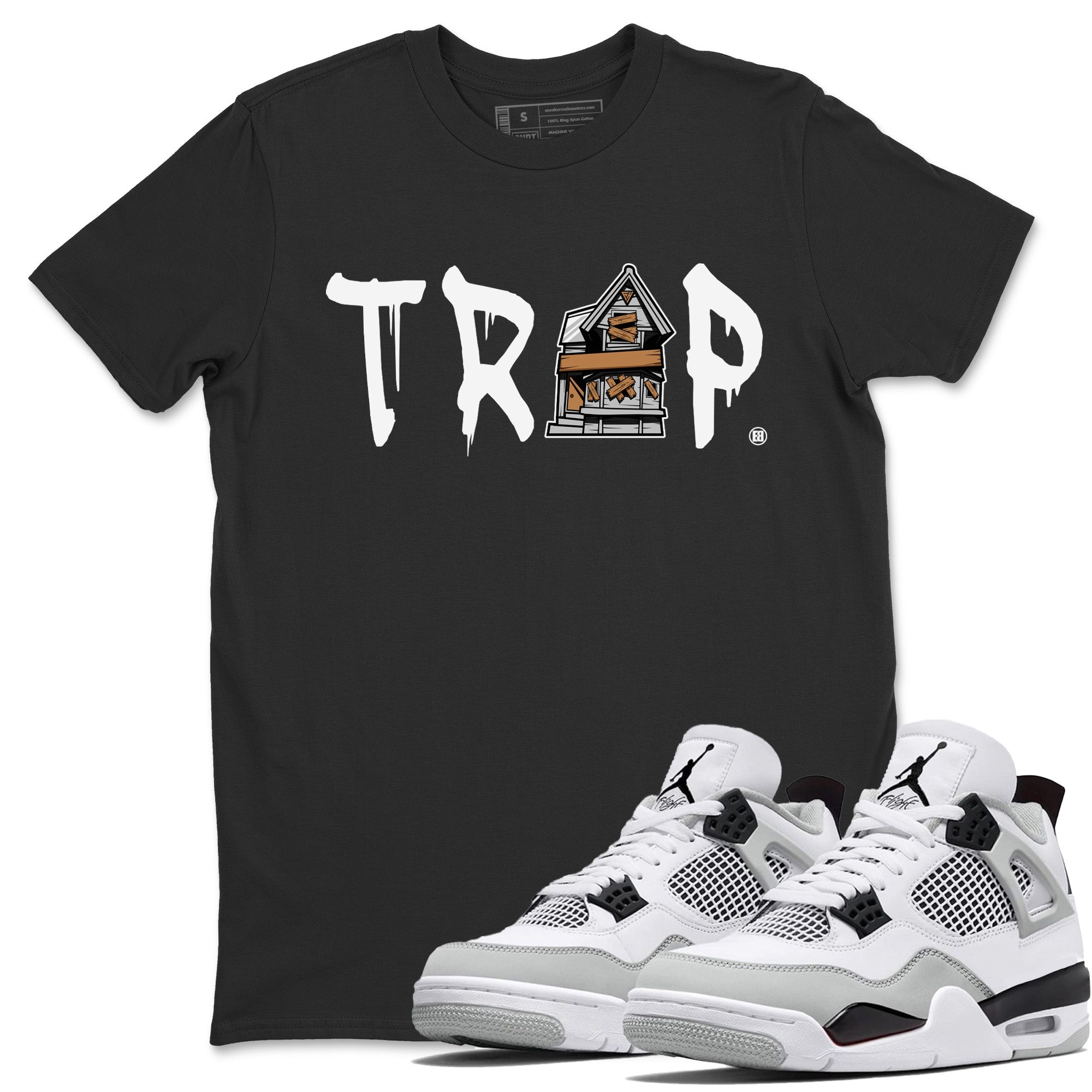 Trap House Unisex Tops - Air Jordan 4 Military Black