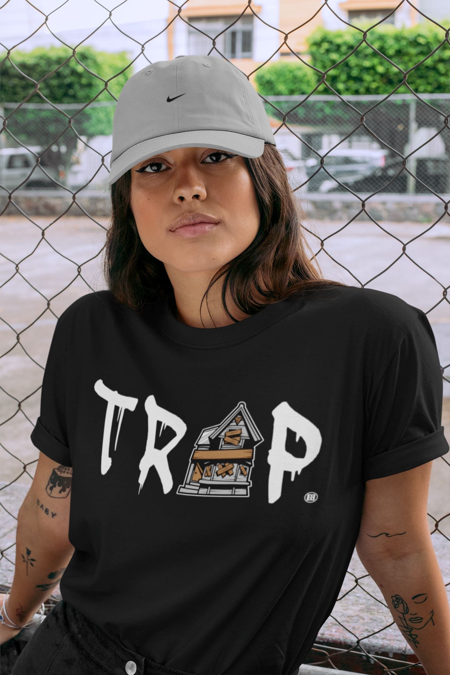 Trap House Unisex Tops - Air Jordan 4 Military Black