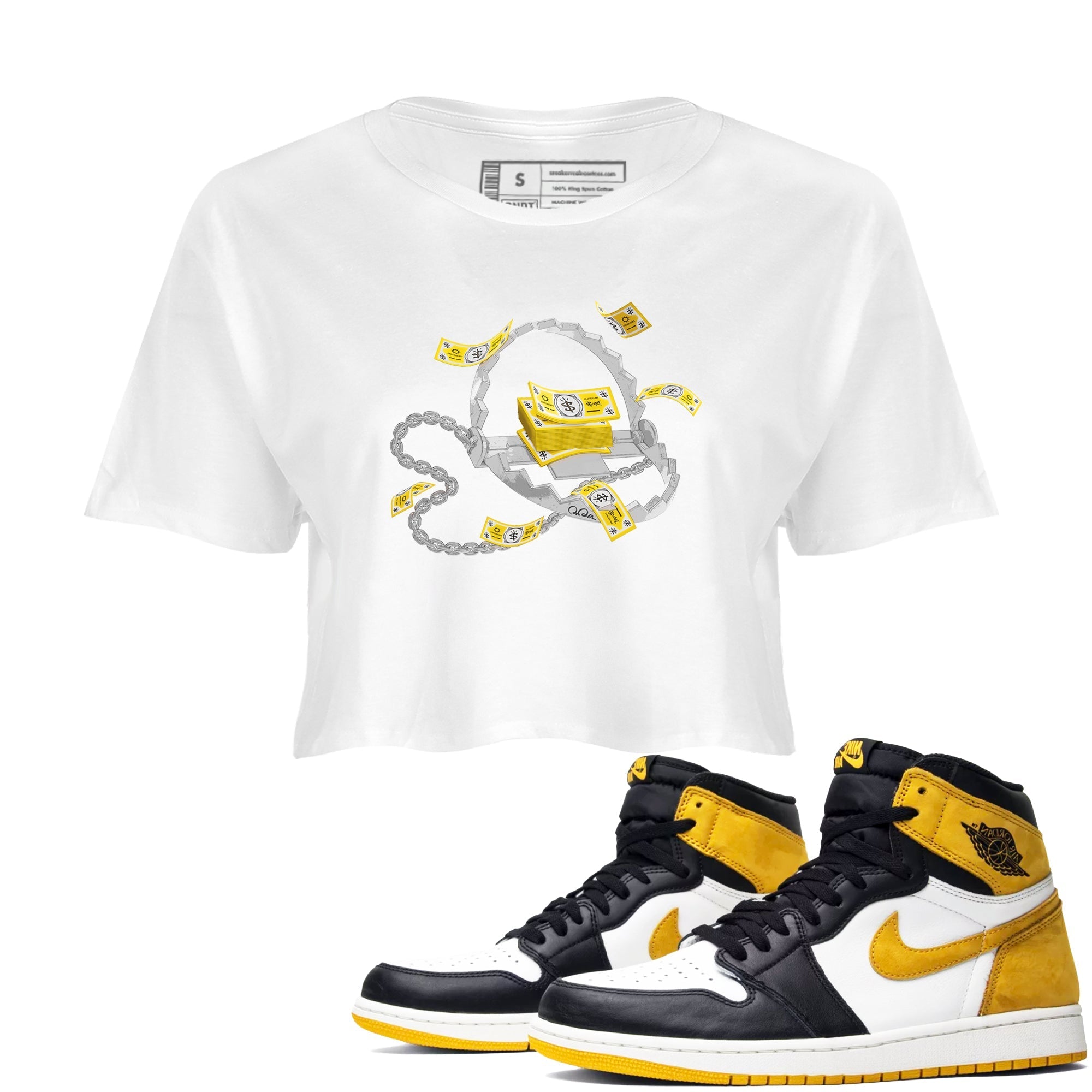 Trap Money snkmatch Women's Top - Air Jordan 1 Yellow Ochre