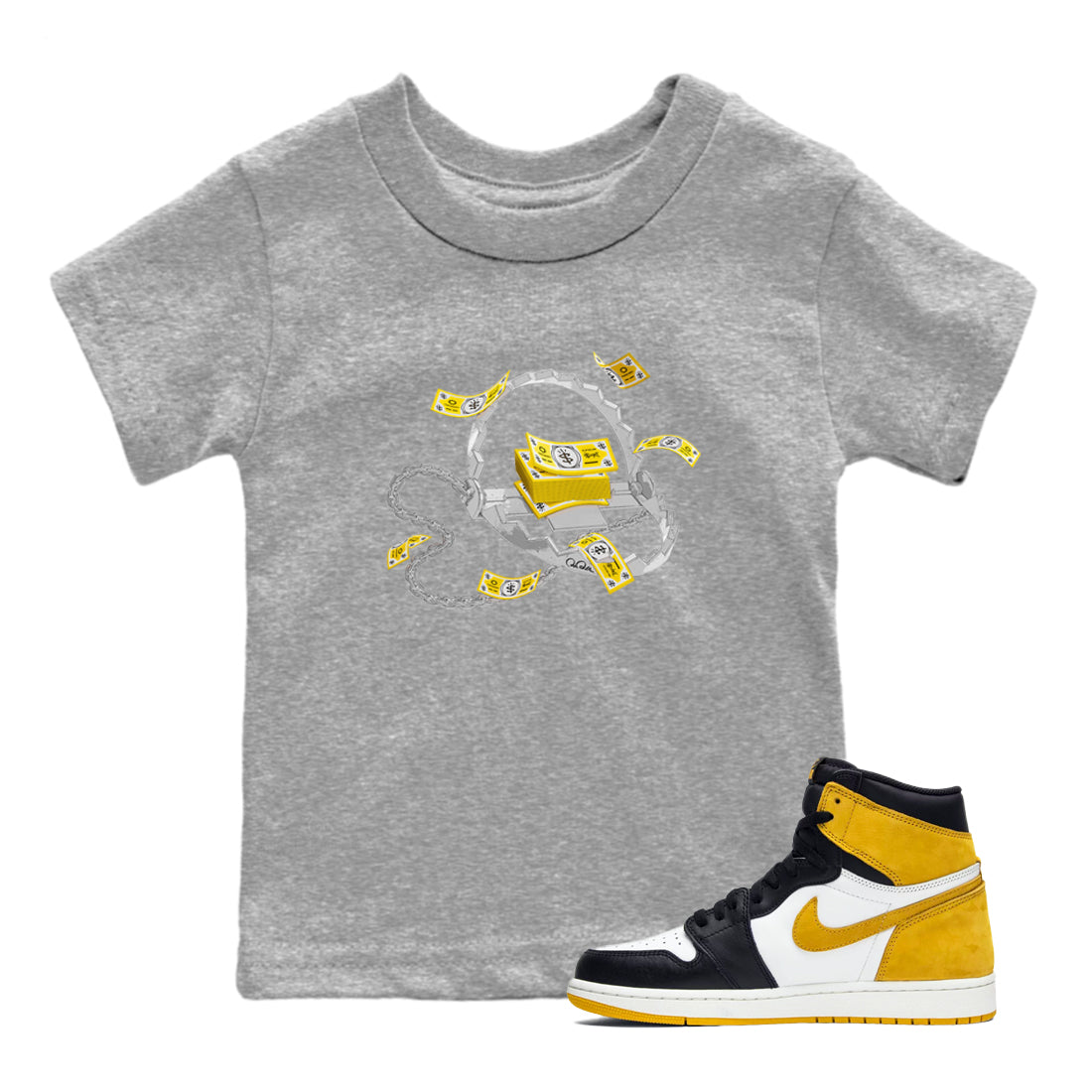Trap Money snkmatch Tees Kids - Air Jordan 1 Yellow Ochre