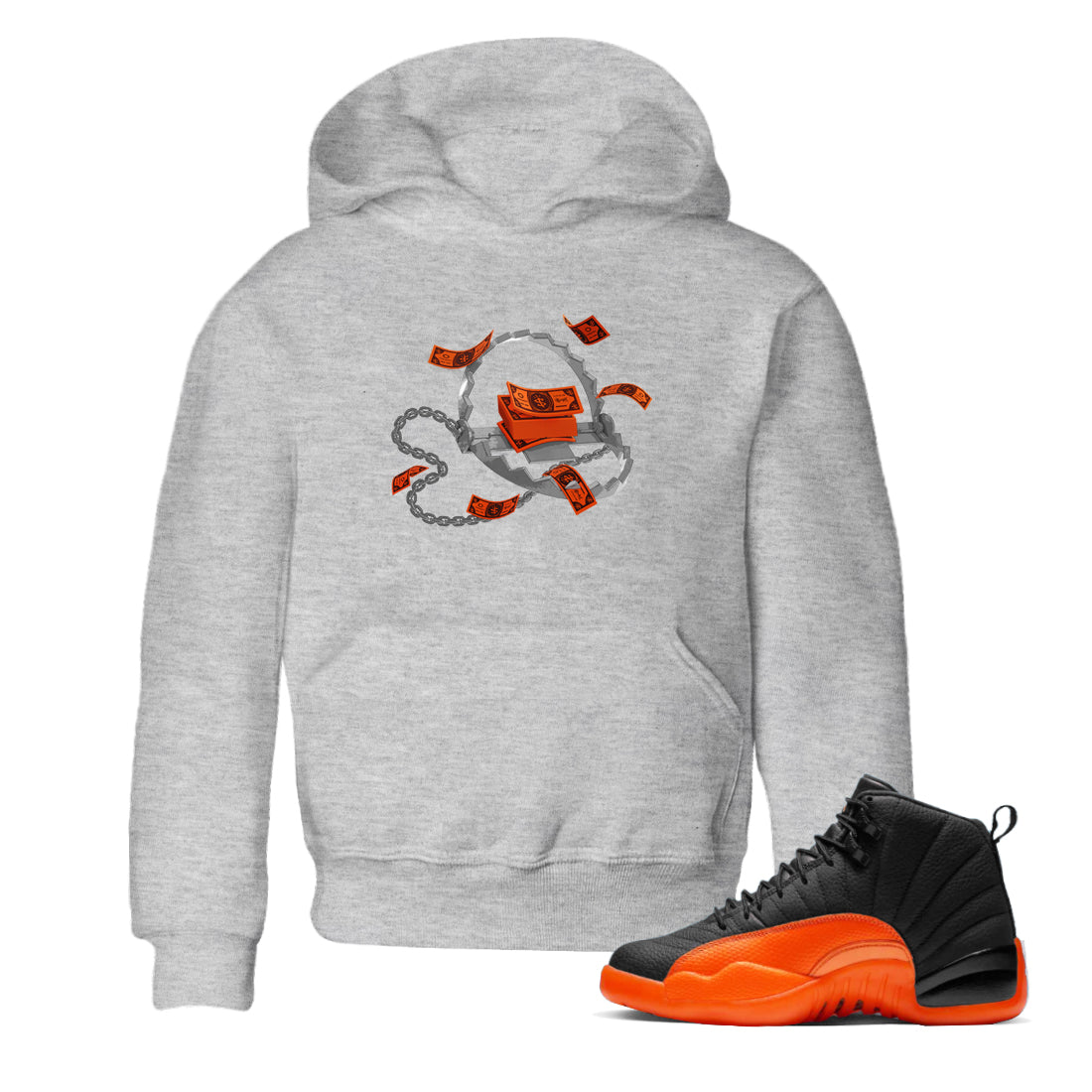 Trap Money Kids Tops - Air Jordan 12 Brilliant Orange