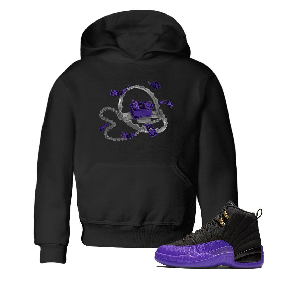 Trap Money Kids Tops - Air Jordan 12 Field Purple