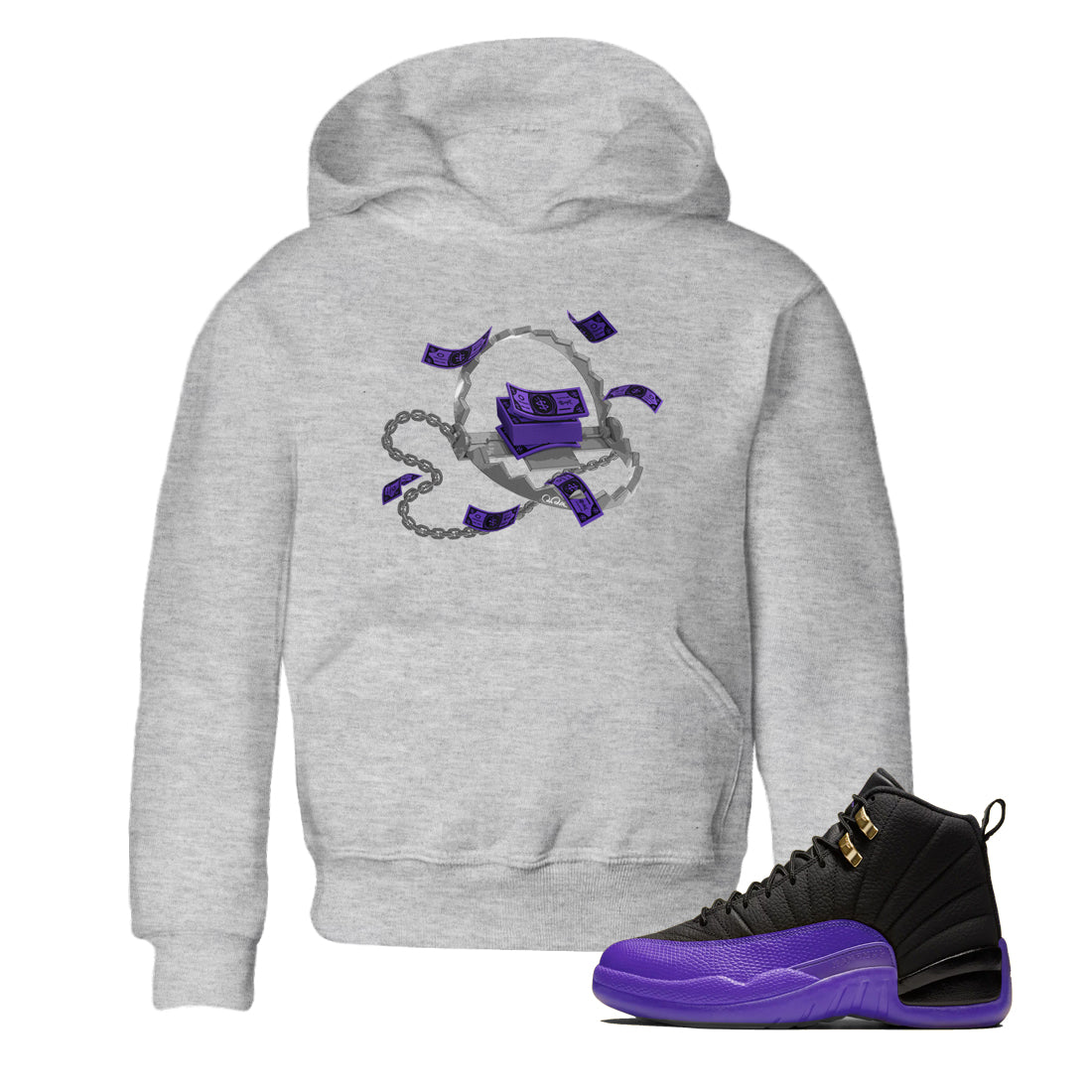 Trap Money Kids Tops - Air Jordan 12 Field Purple