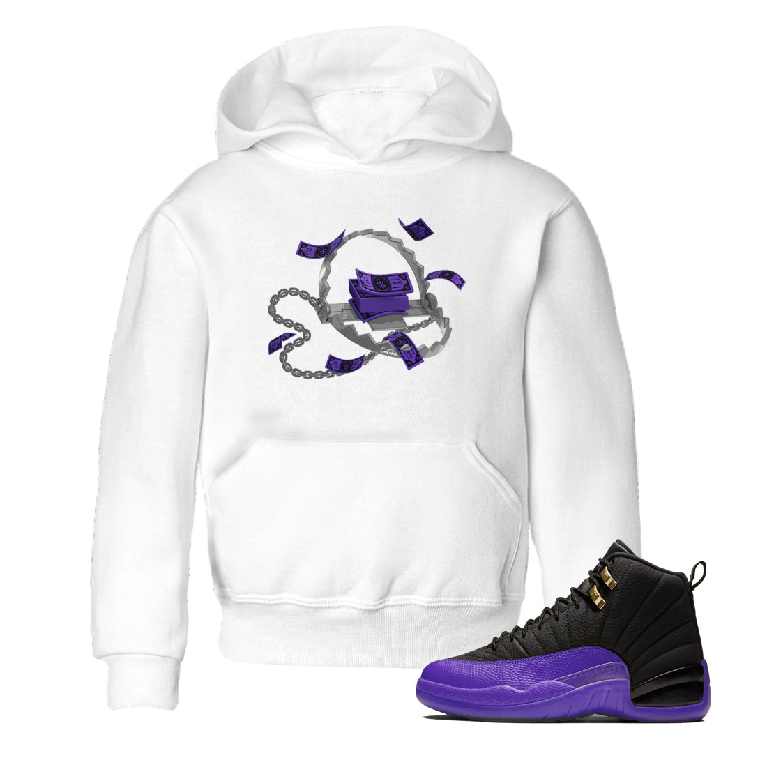 Trap Money Kids Tops - Air Jordan 12 Field Purple
