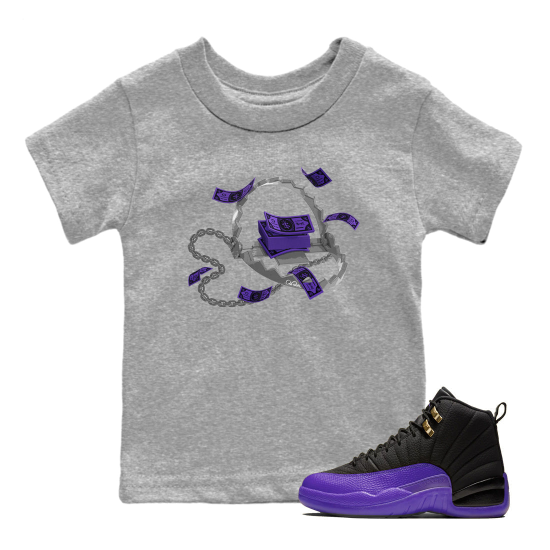 Trap Money Kids Tops - Air Jordan 12 Field Purple