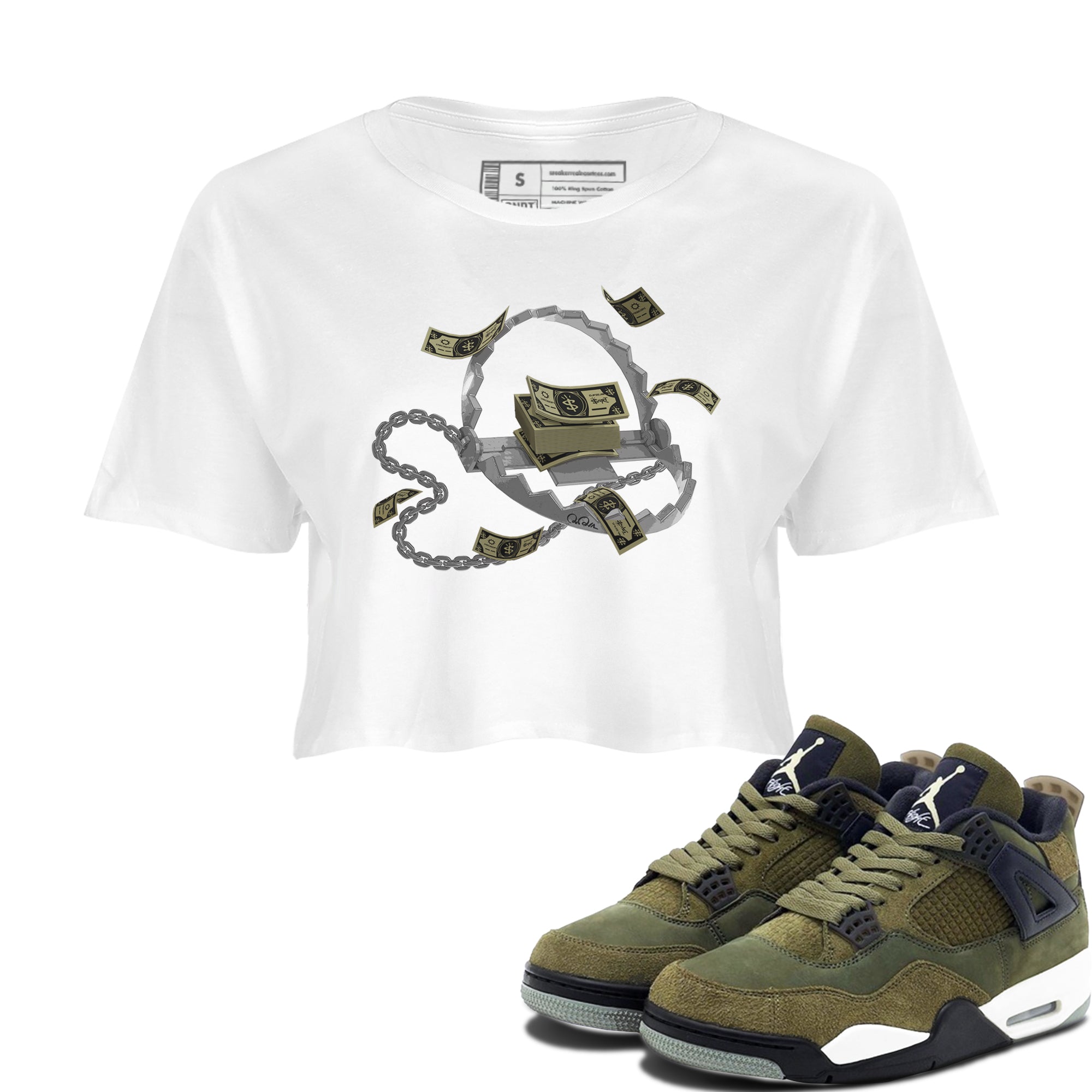 Trap Money snkmatch Women's Top - Air Jordan 4 Medium Olive
