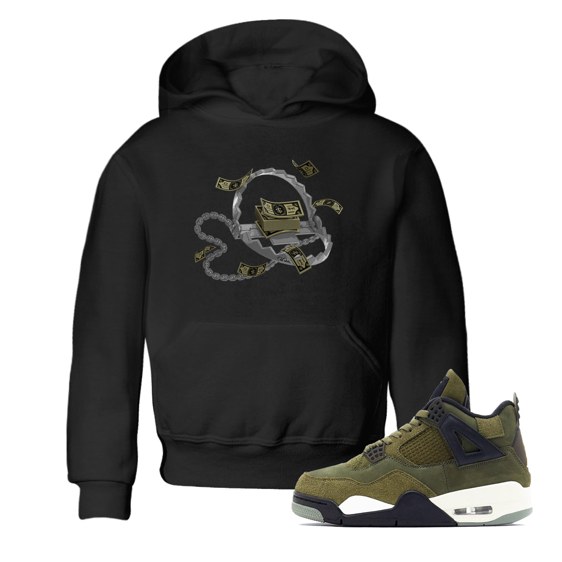 Trap Money snkmatch Tee Kids - Air Jordan 4 Medium Olive