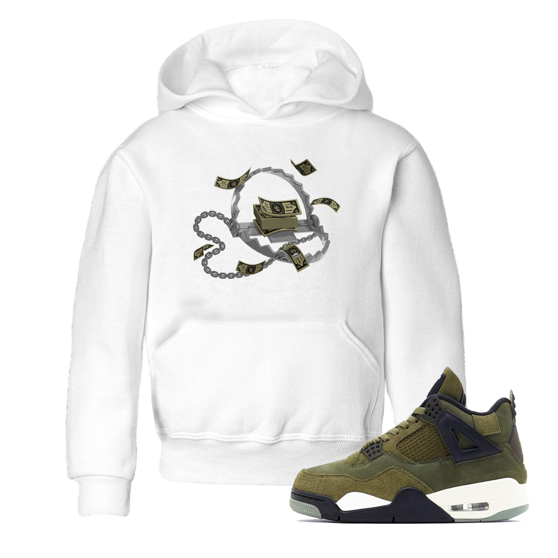 Trap Money snkmatch Tee Kids - Air Jordan 4 Medium Olive