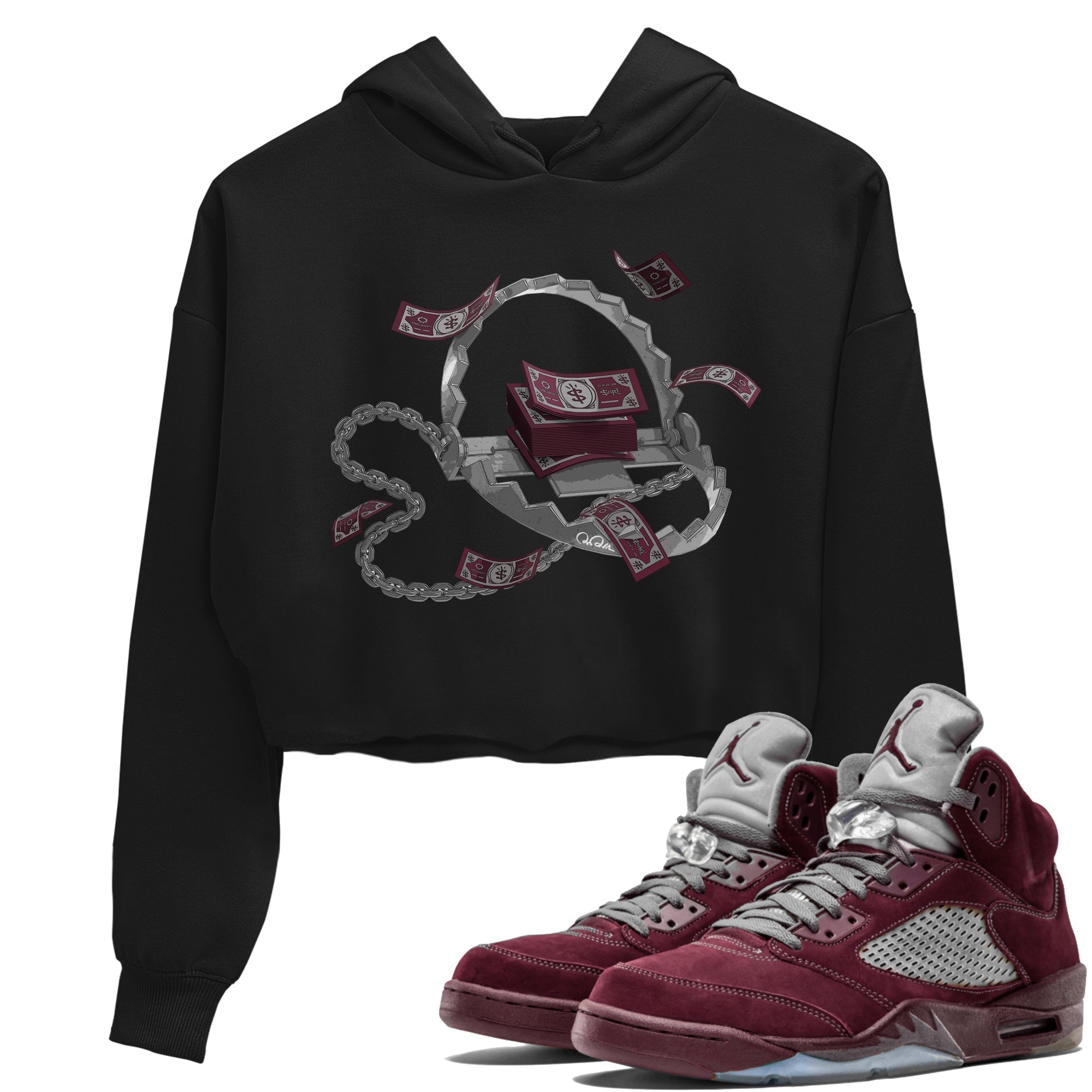Trap Money Women's Tops - Air Jordan 5 Burgundy