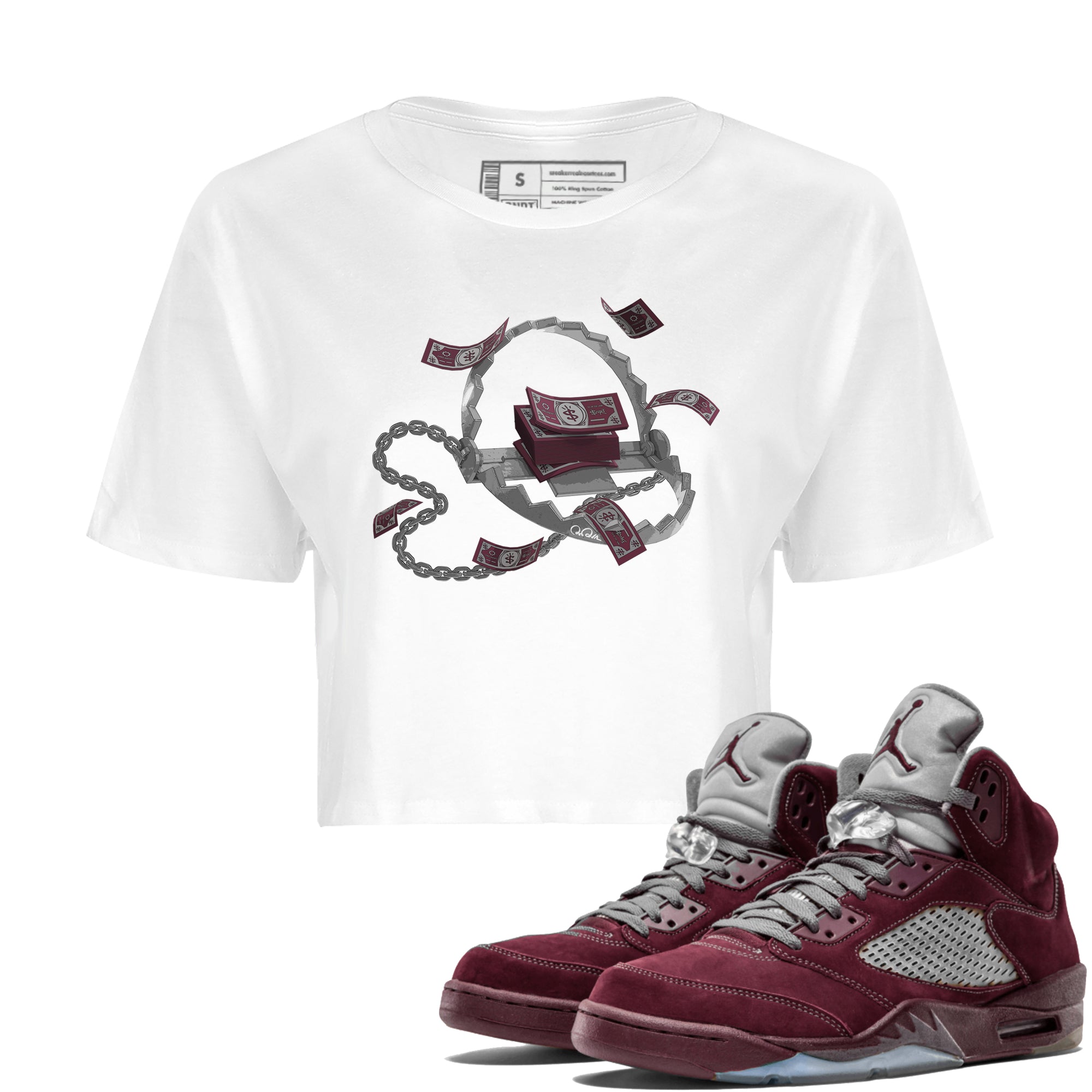 Trap Money Women's Tops - Air Jordan 5 Burgundy
