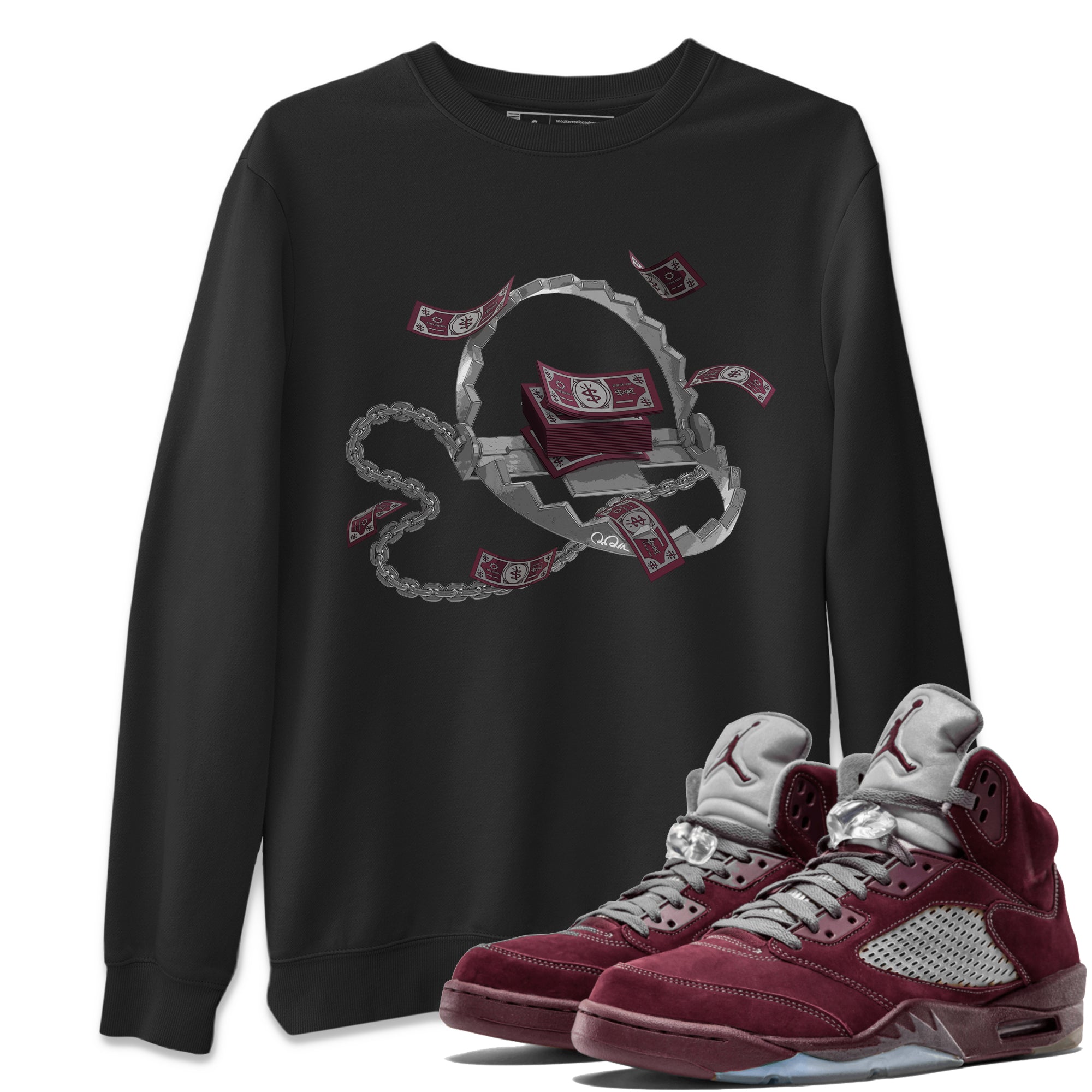 Trap Money Unisex Tops - Air Jordan 5 Burgundy