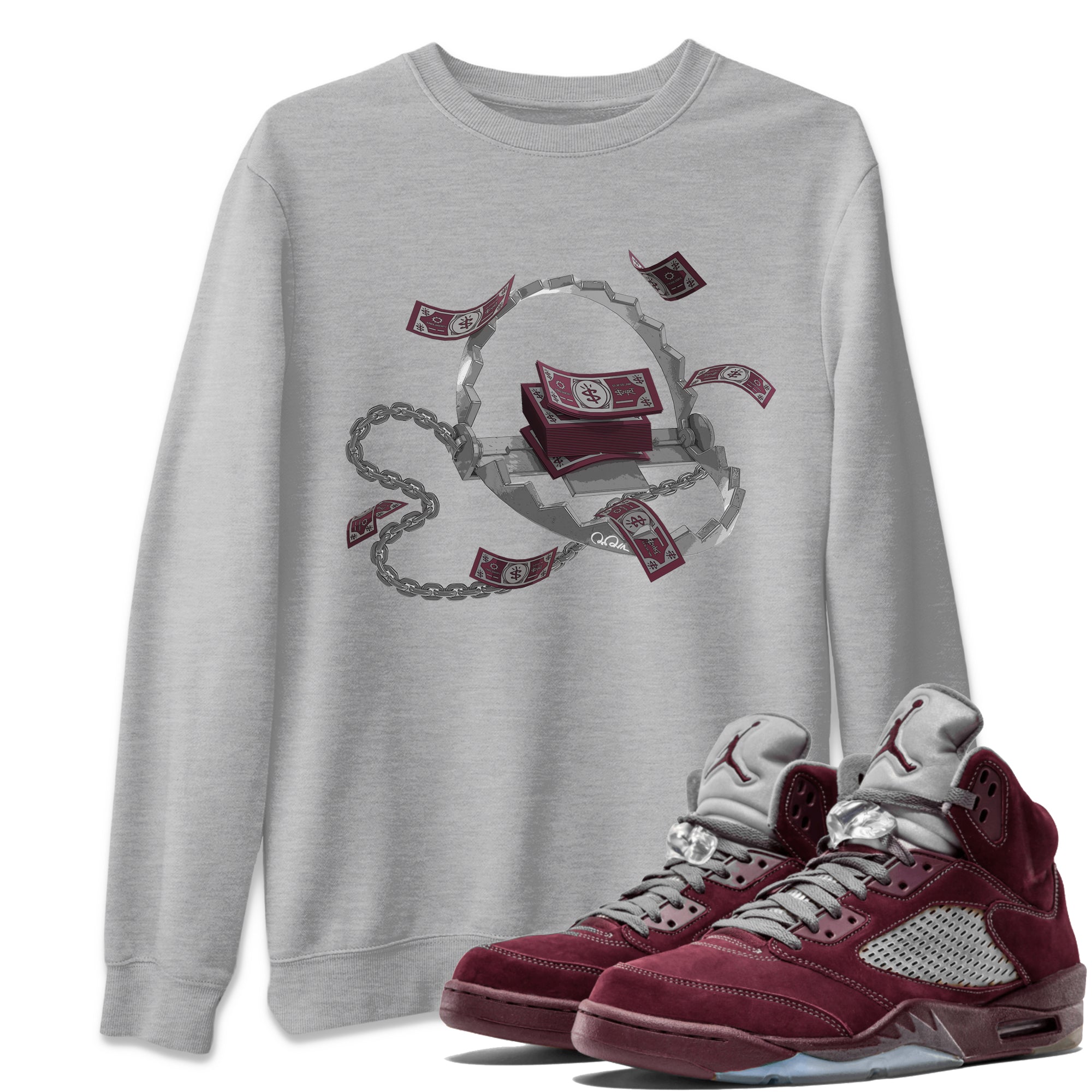 Trap Money Unisex Tops - Air Jordan 5 Burgundy