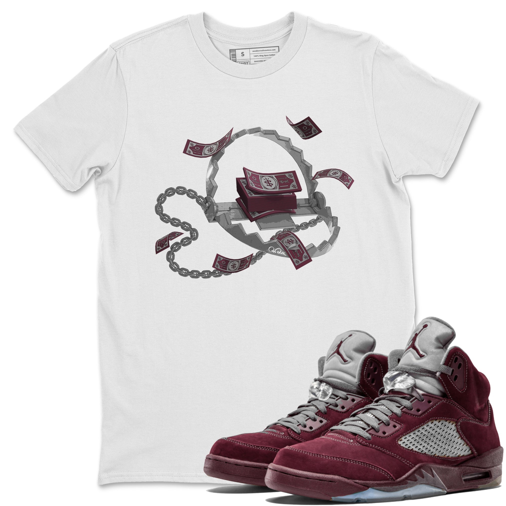 Trap Money Unisex Tops - Air Jordan 5 Burgundy