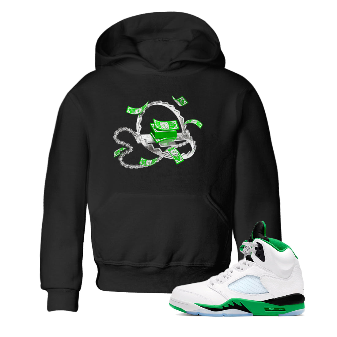 Trap Money snkmatch Tees Kids - Air Jordan 5 Lucky Green