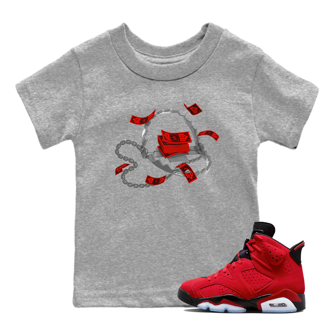 Trap Money Kids Tops - Air Jordan 6 Toro Bravo
