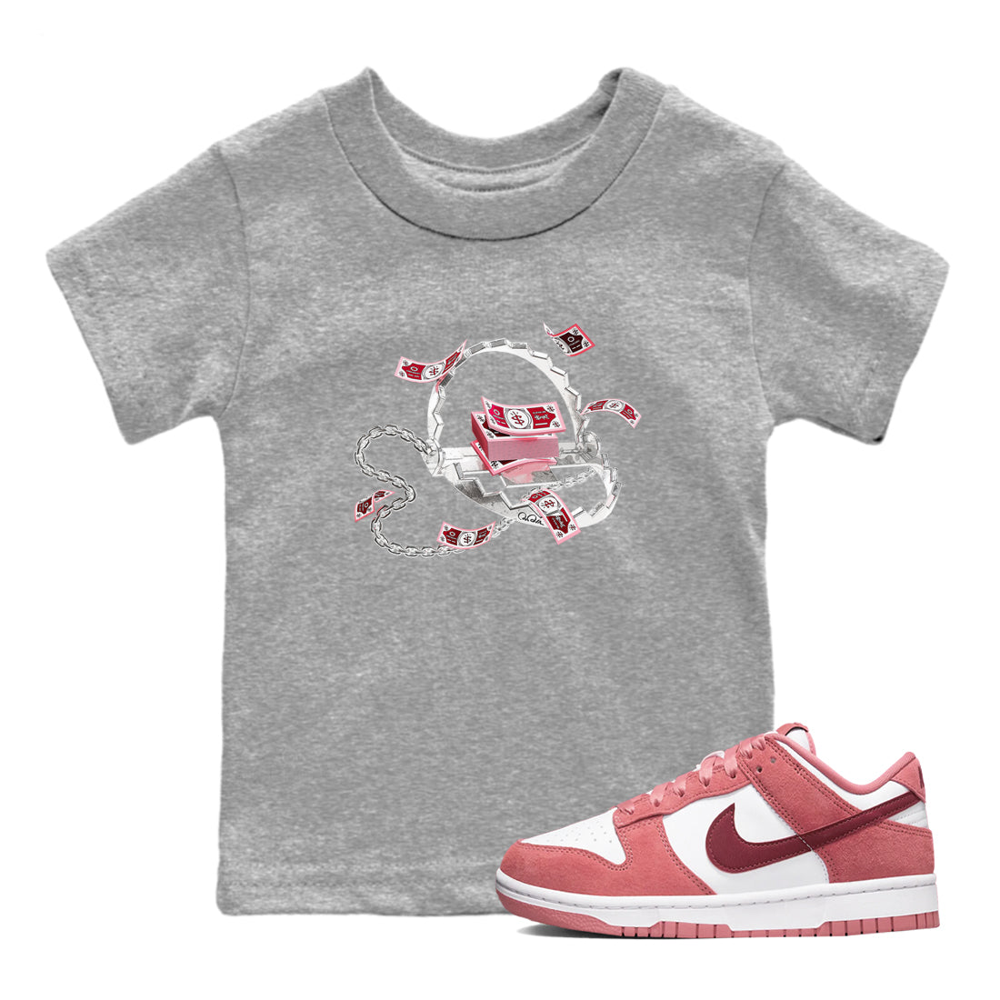 Trap Money snkmatch Tees Kids - Dunk Valentines Day 2024