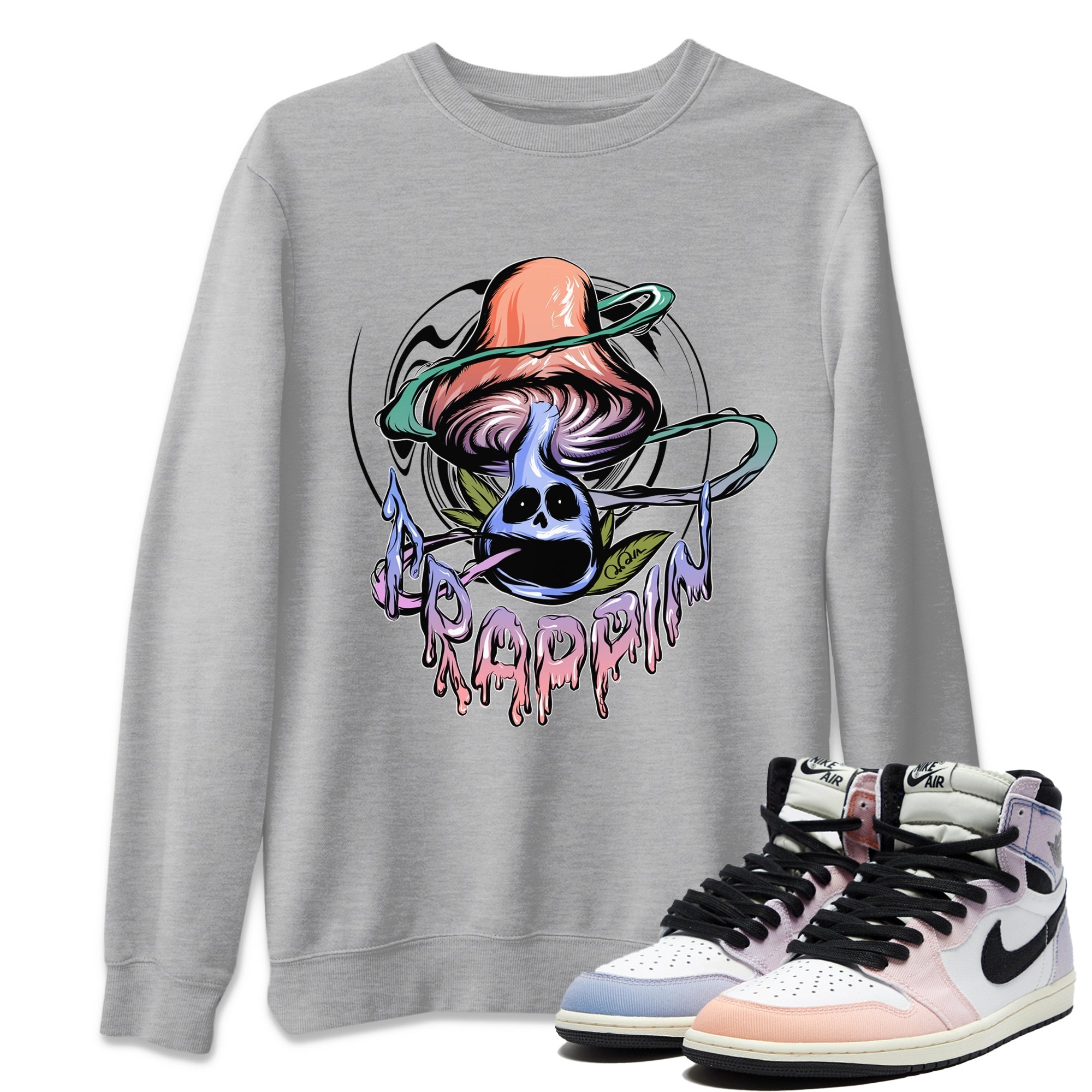 Trippin Mushroom Unisex Tops - Air Jordan 1 Skyline