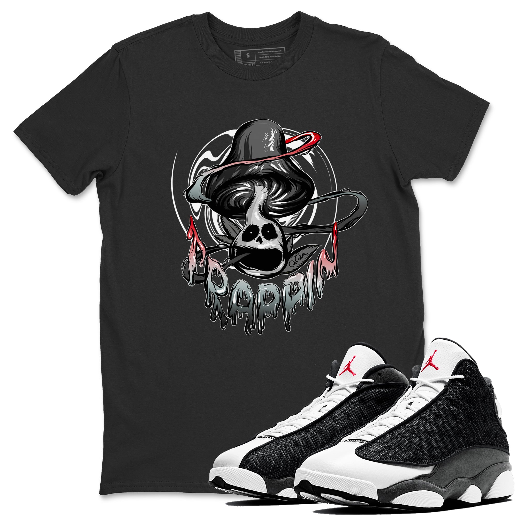 Trippin Mushroom Unisex Tops - Air Jordan 13 Black Flint