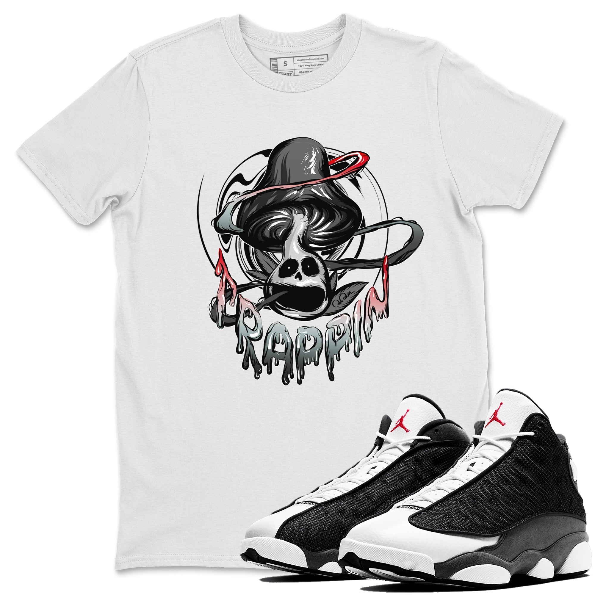 Trippin Mushroom Unisex Tops - Air Jordan 13 Black Flint
