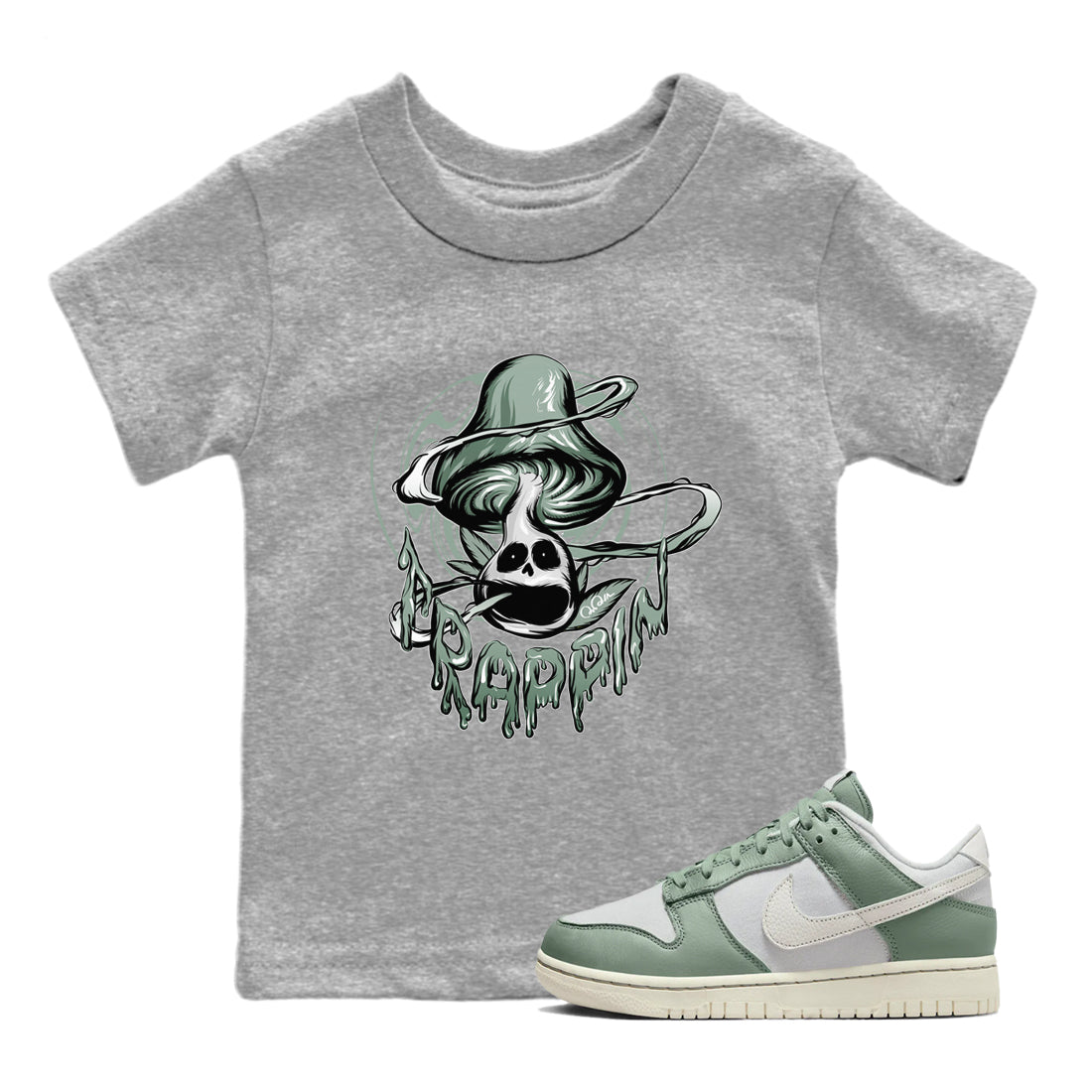 Trippin Mushroom Kids Tops - Dunk Mica Green