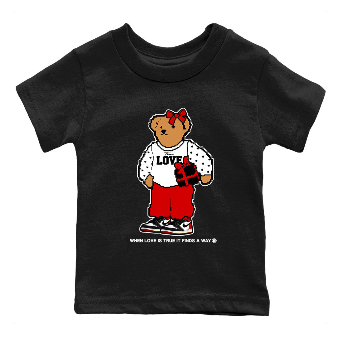 True Love Bear snkmatch Tees Kids - Air Jordan 1 Black Toe Reimagined