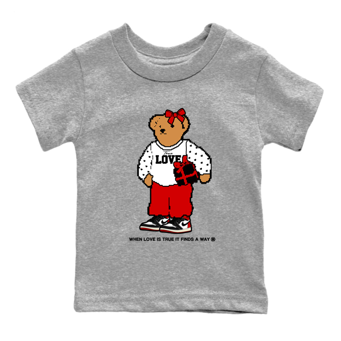 True Love Bear snkmatch Tees Kids - Air Jordan 1 Black Toe Reimagined