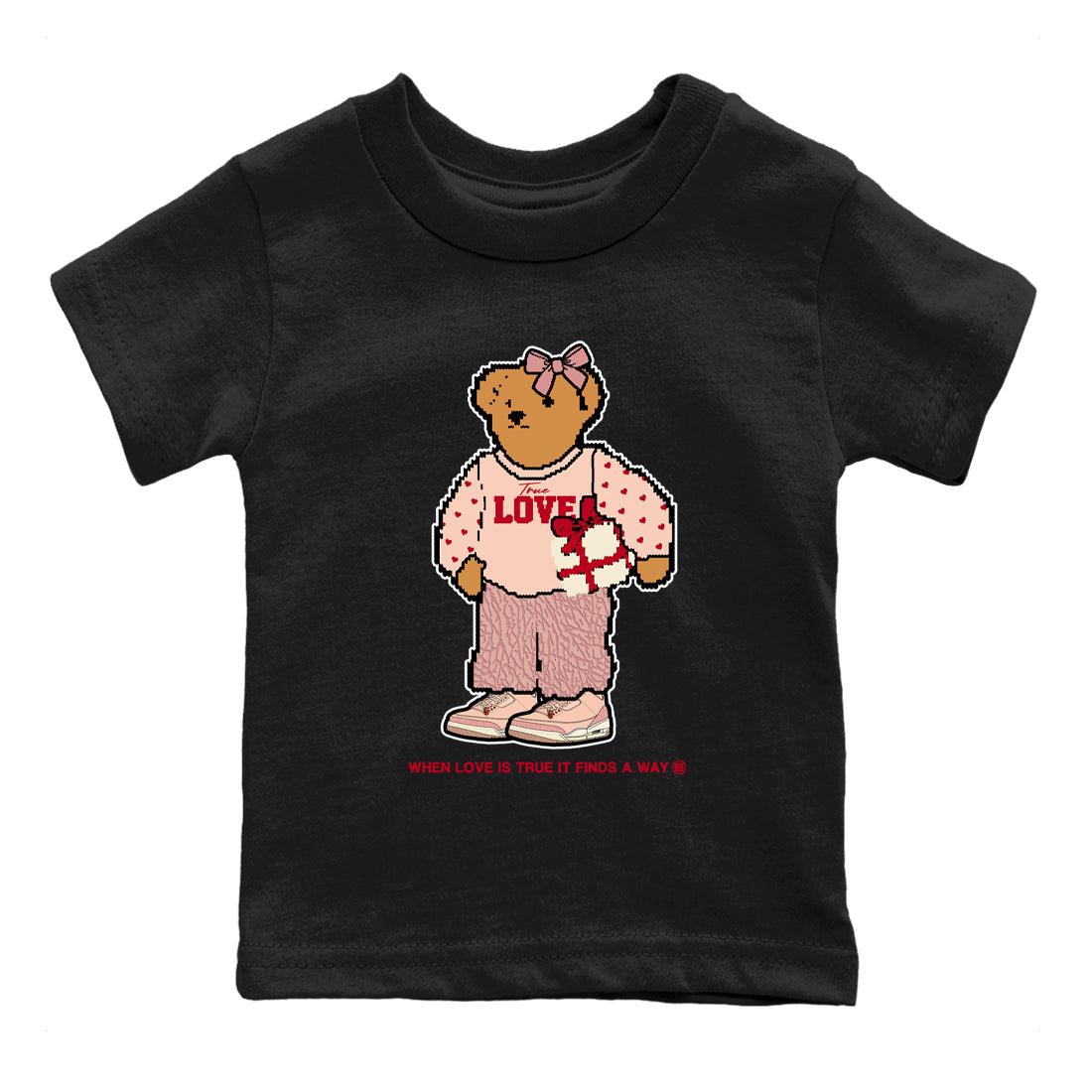 True Love Bear snkmatch Tees Kids - Air Jordan 3 Valentines Day