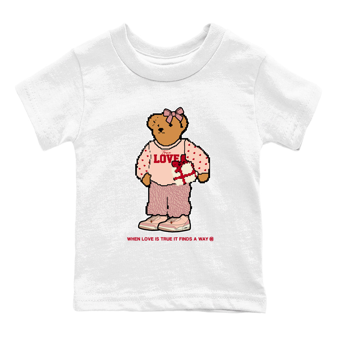 True Love Bear snkmatch Tees Kids - Air Jordan 3 Valentines Day