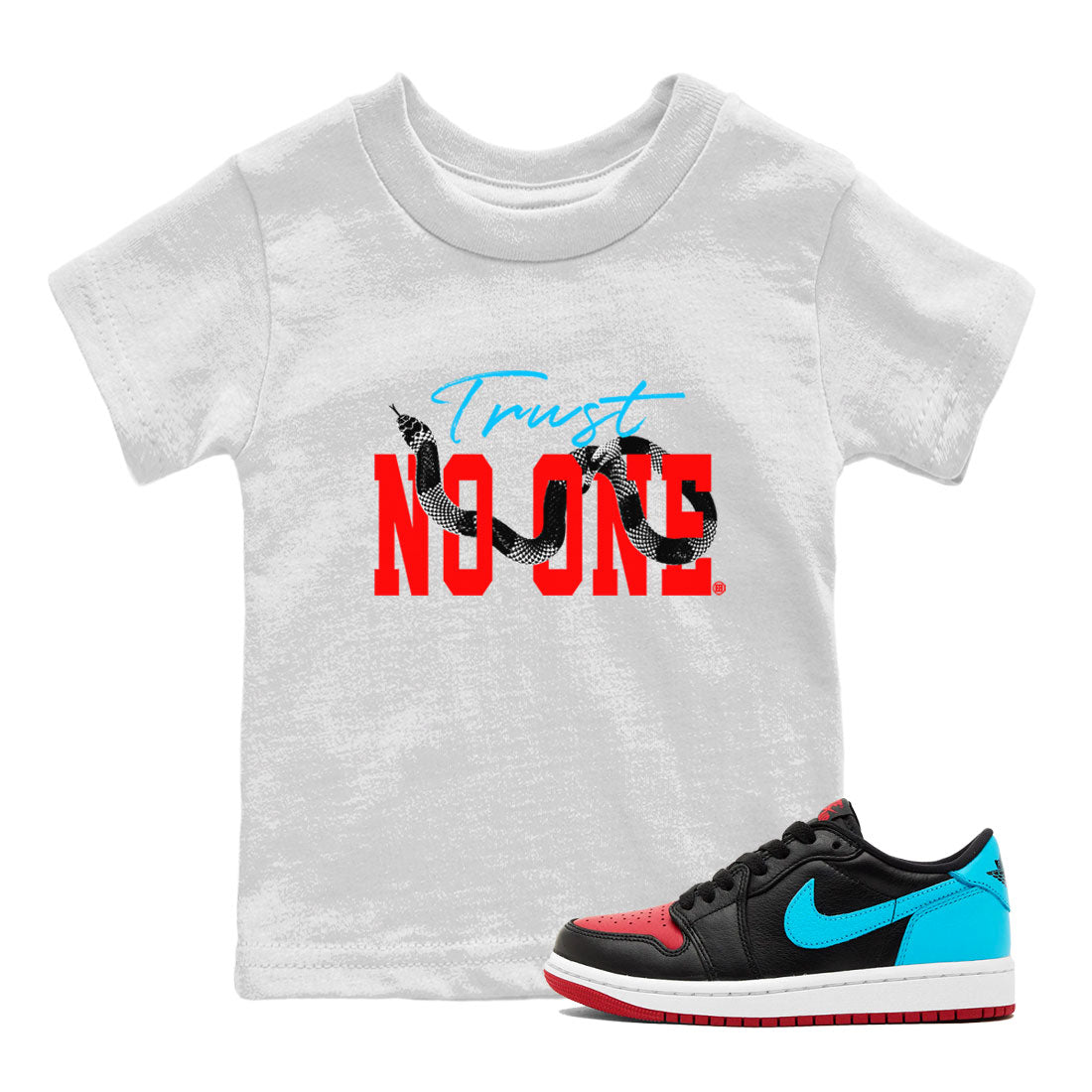 Trust No One snkmatch Tee Kids - Air Jordan 1 UNC to Chicago