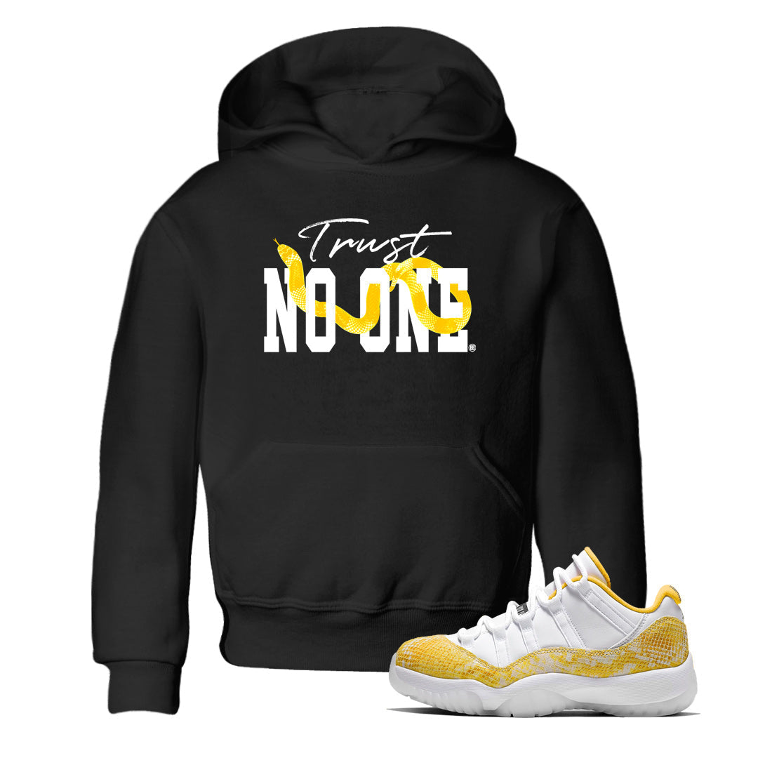 Trust No One Kids Tops - Air Jordan 11 Yellow Python