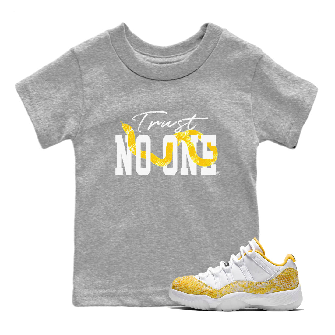 Trust No One Kids Tops - Air Jordan 11 Yellow Python