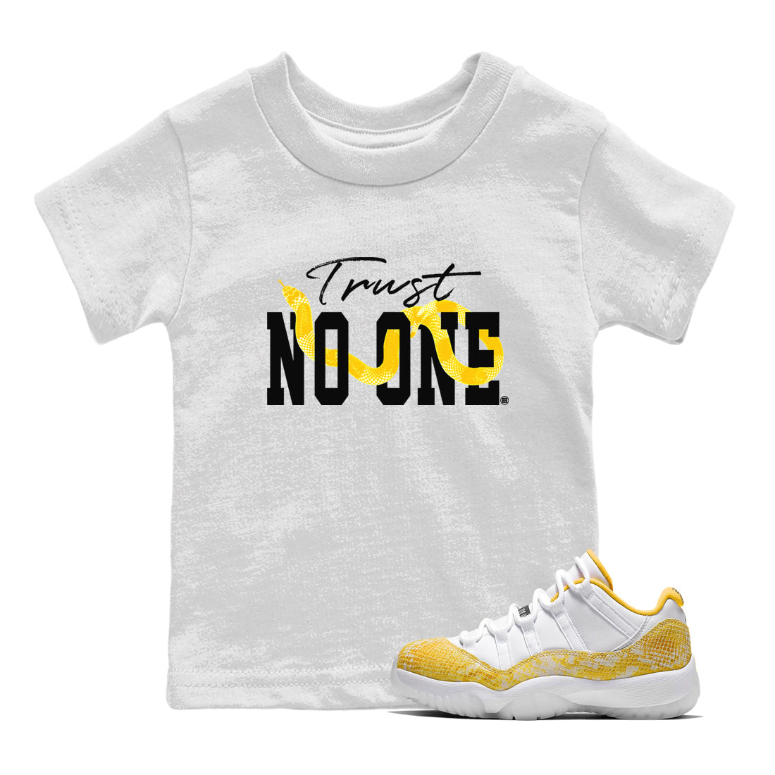Trust No One Kids Tops - Air Jordan 11 Yellow Python
