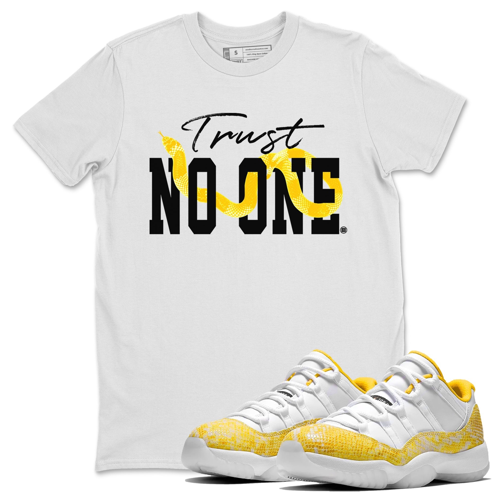 Trust No One Unisex Tops - Air Jordan 11 Yellow Python