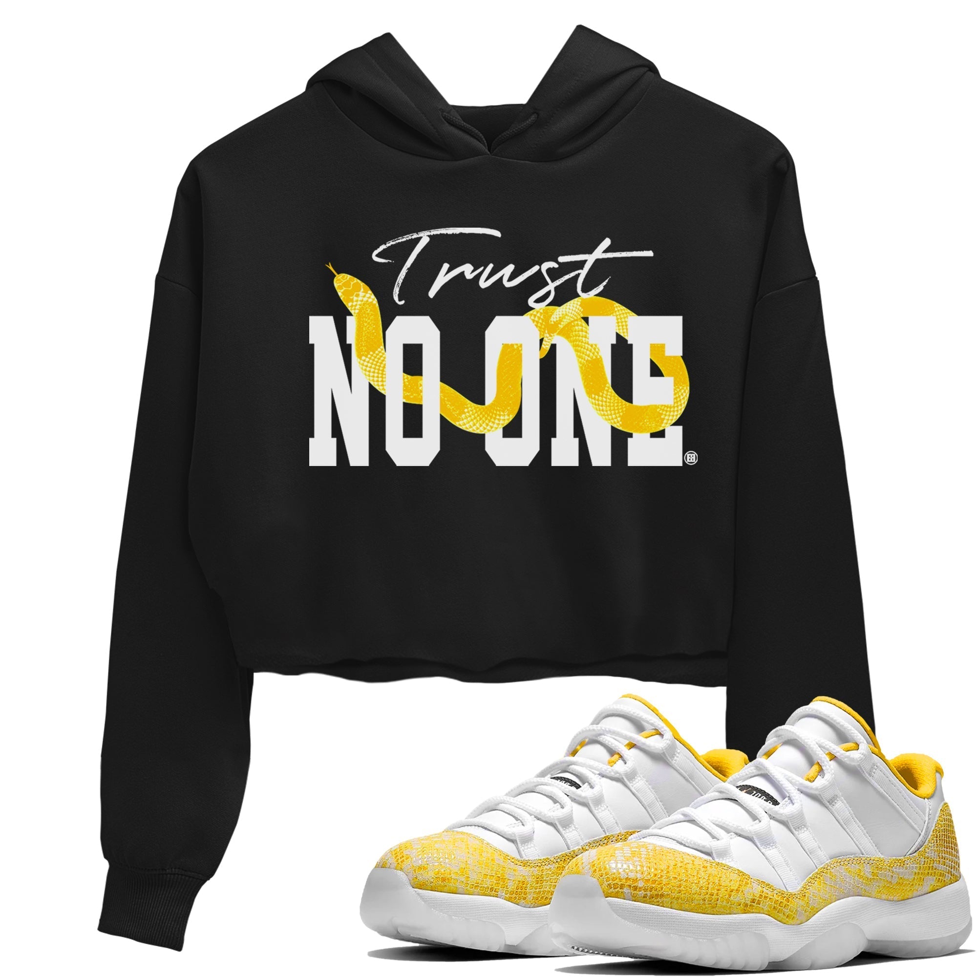 Trust No One Women's Tops - Air Jordan 11 Yellow Python