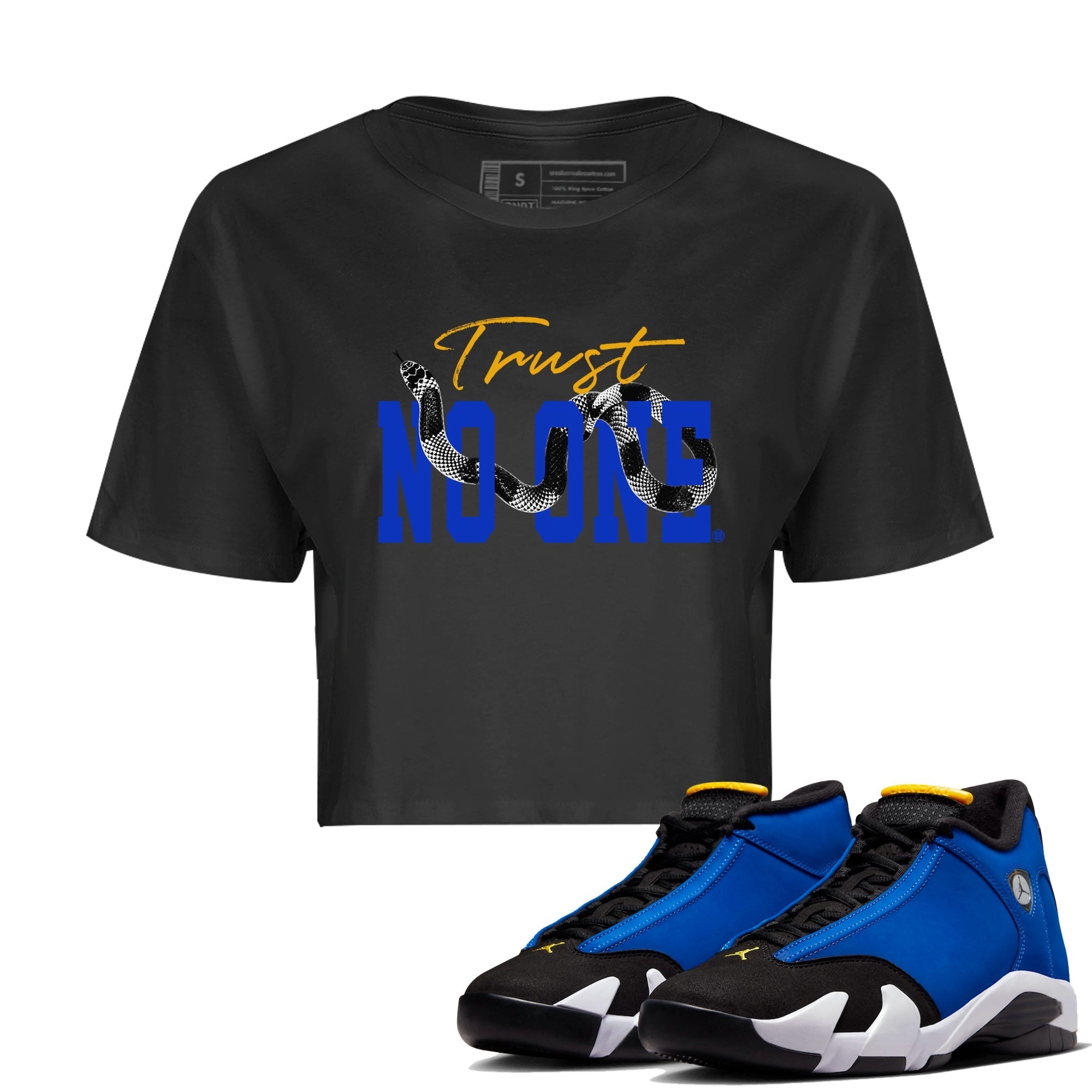 Trust No One Women's Tops - Air Jordan 14 Laney