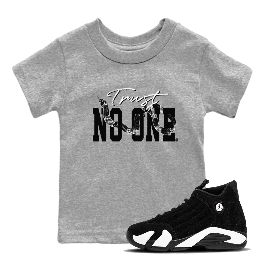 Trust No One snkmatch Tees Kids - Air Jordan 14 Panda
