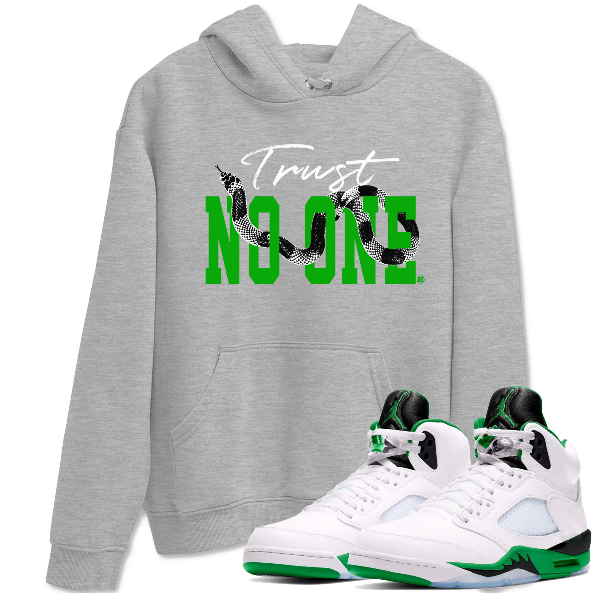 Trust No One snkmatch Tees - Air Jordan 5 Lucky Green