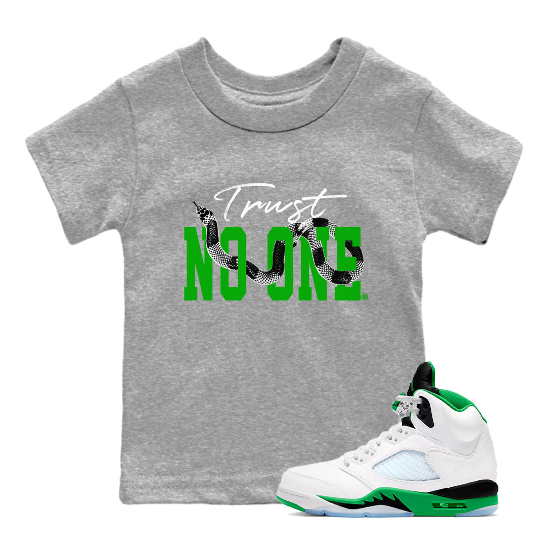 Trust No One snkmatch Tees Kids - Air Jordan 5 Lucky Green