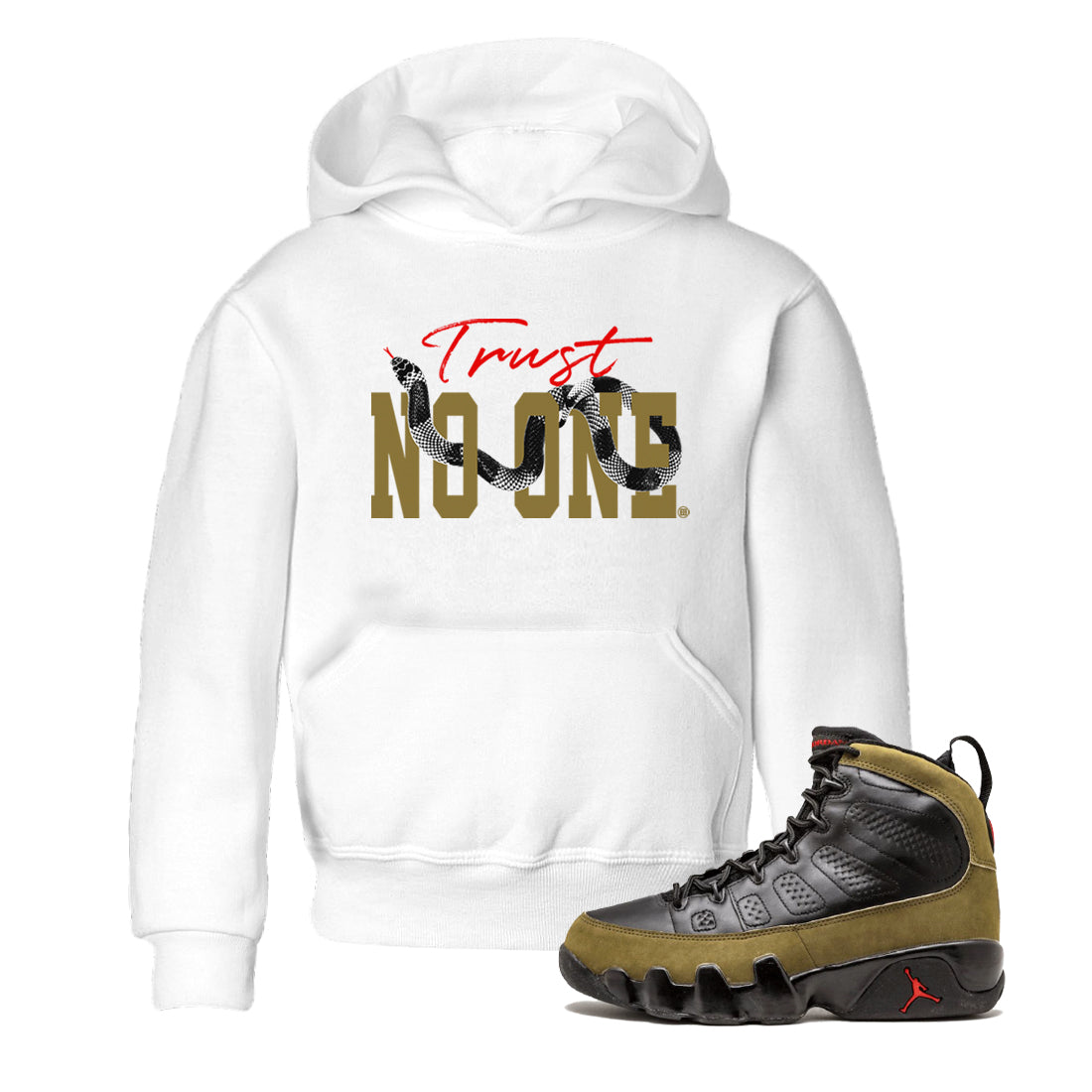 Trust No One snkmatch Tees Kids - Air Jordan 9 Olive