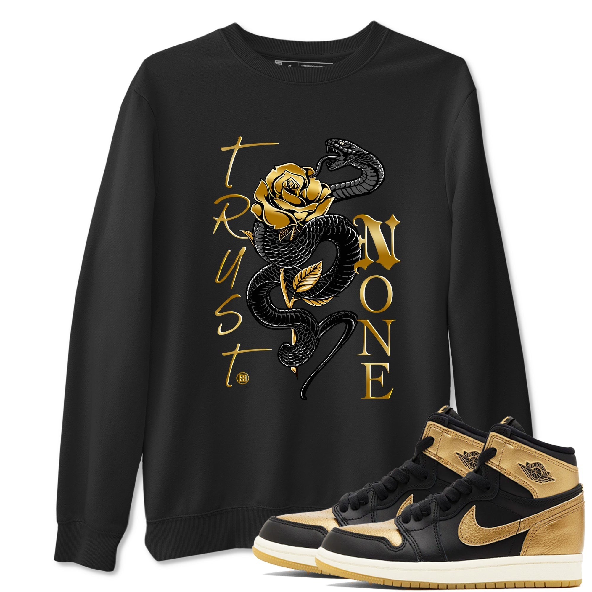 Trust None snkmatch Tees - Air Jordan 1 Black Metallic Gold