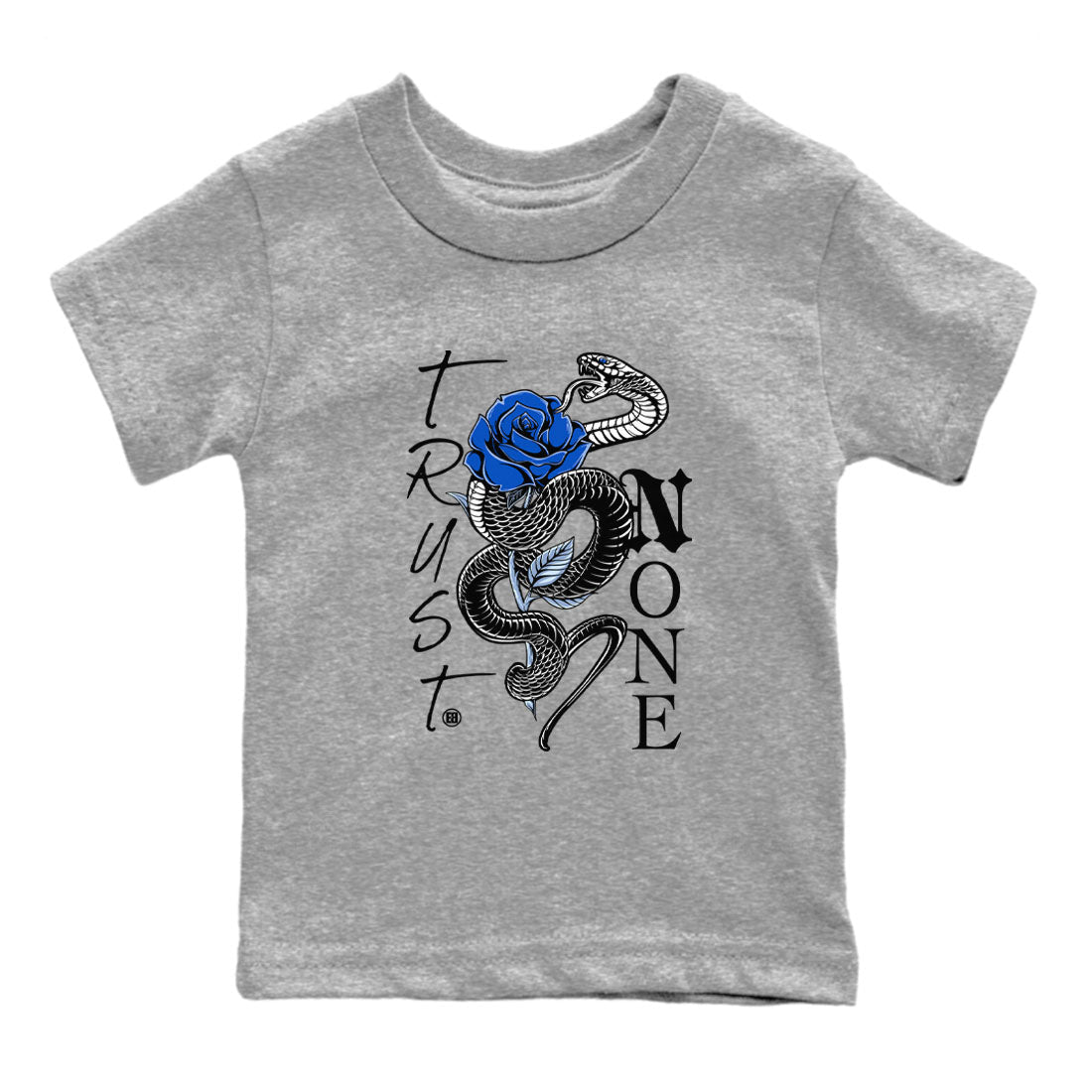 Trust None snkmatch Tees Kids - Air Jordan 11 Black and Varsity Royal