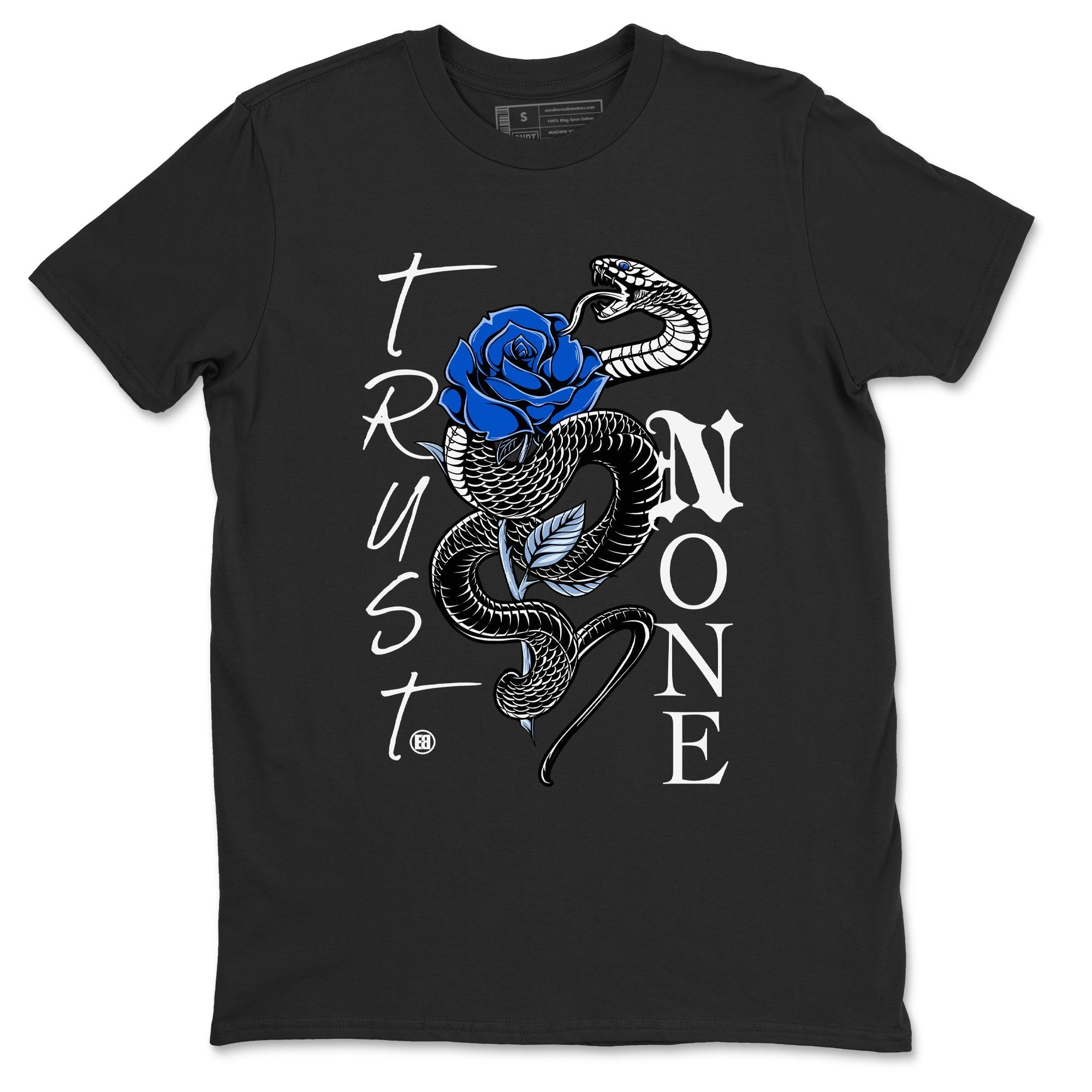 Trust None snkmatch Tees - Air Jordan 11 Black and Varsity Royal