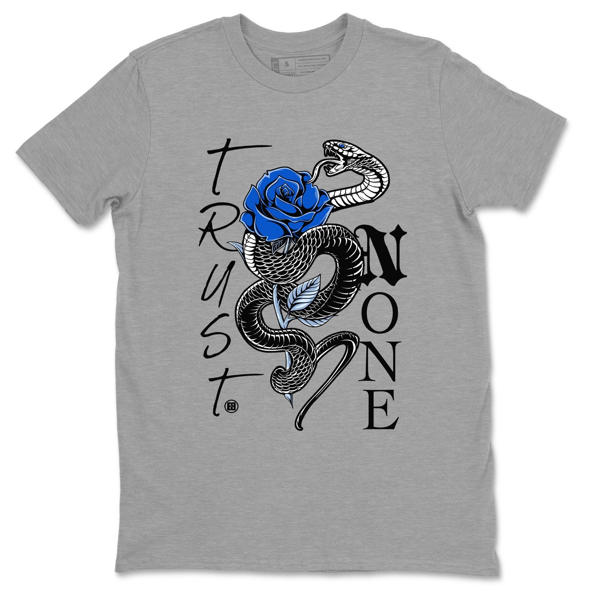 Trust None snkmatch Tees - Air Jordan 11 Black and Varsity Royal