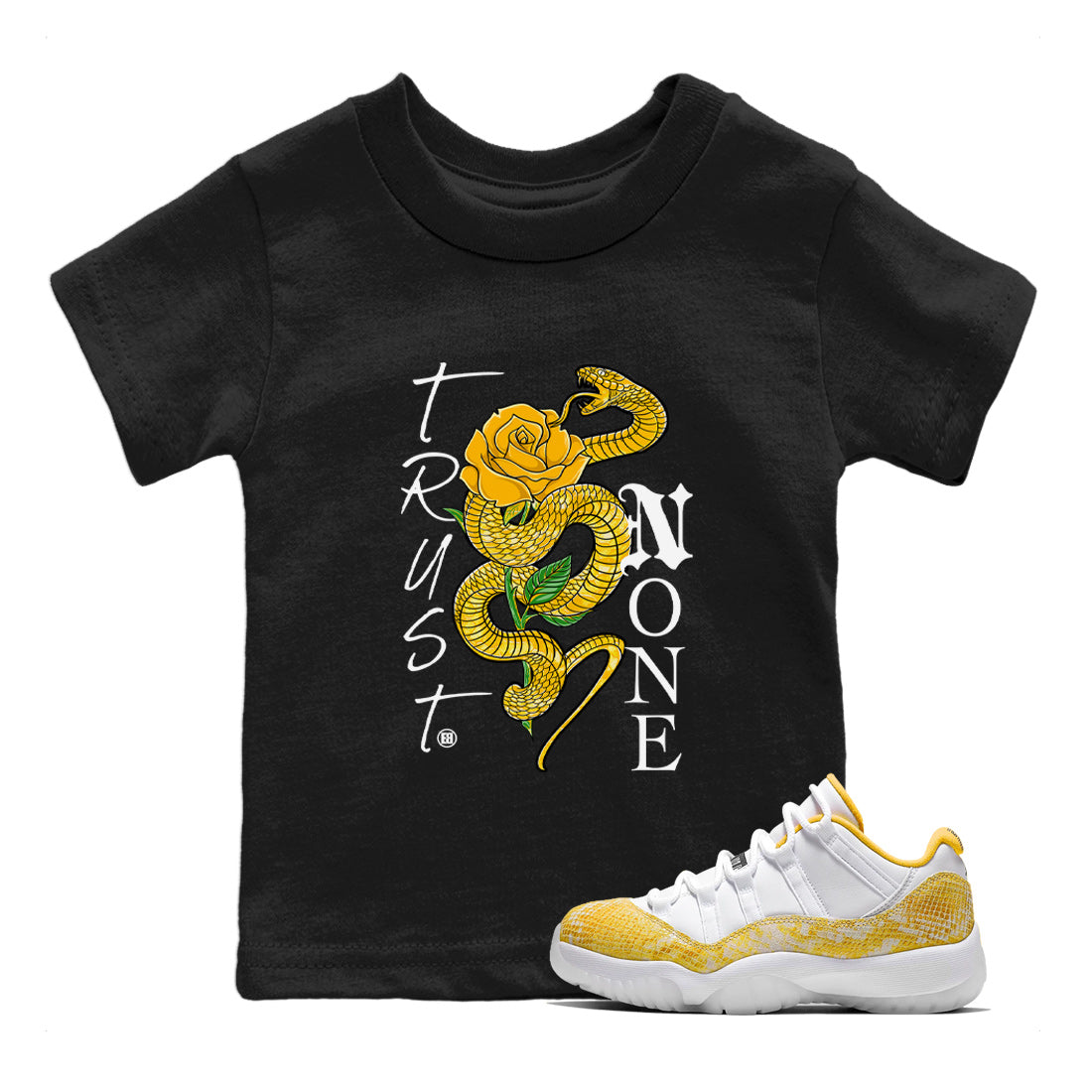 Trust None Kids Tops - Air Jordan 11 Yellow Python