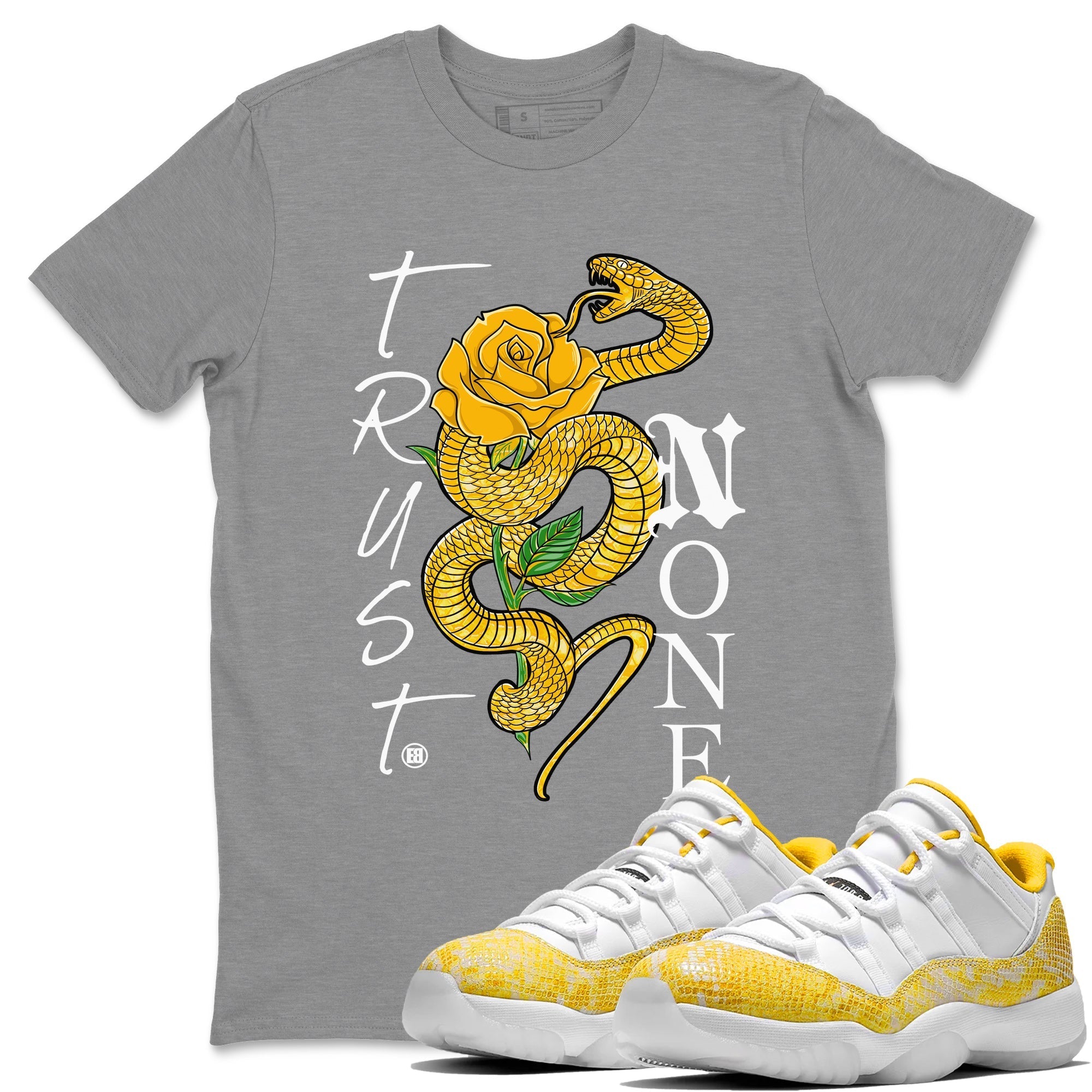 Trust None Unisex Tops - Air Jordan 11 Yellow Python