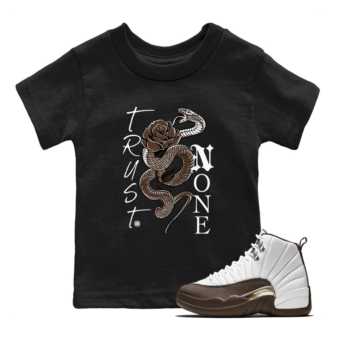 Trust None snkmatch Tees Kids - Air Jordan 12 Baroque Brown