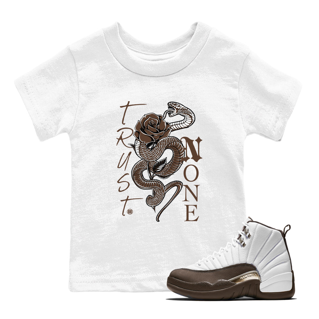 Trust None snkmatch Tees Kids - Air Jordan 12 Baroque Brown